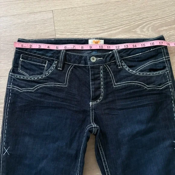Antik Denim Womens Dark Blue Stretch Embellished Western Bootcut Jeans Size 31 - Picture 13 of 16